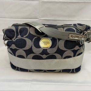 Coach denim purse. Silver sparkle.
